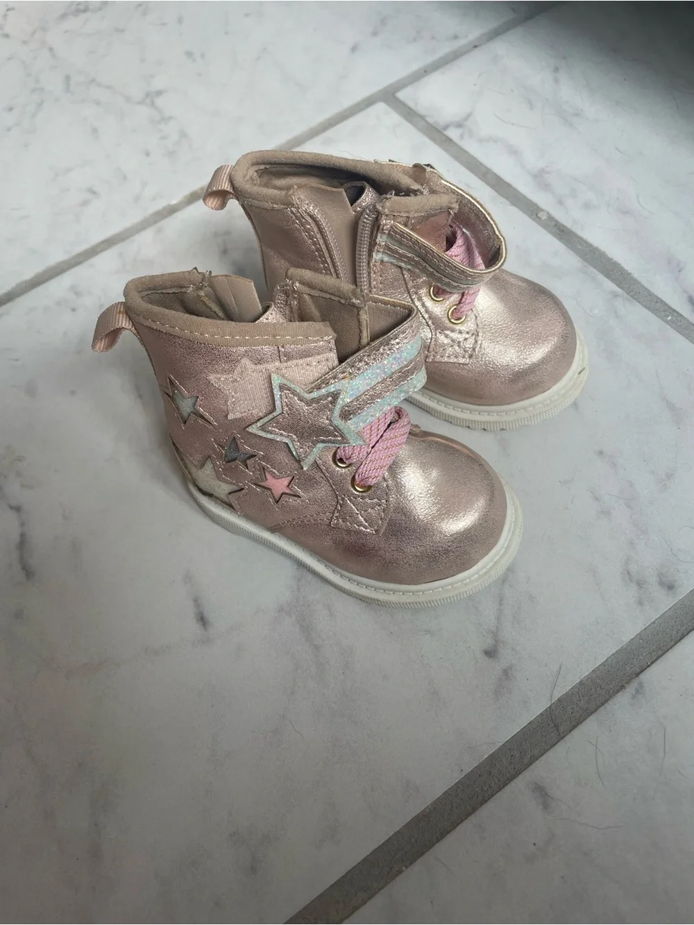 wonder nation Pink Star Accent Toddler Boots